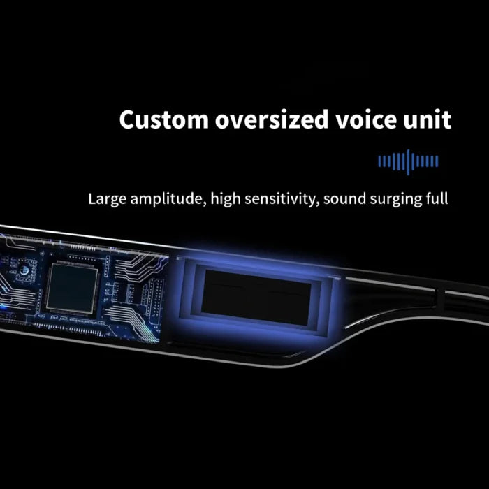 Detailed view of a smart glasses' internal voice unit with high sensitivity.