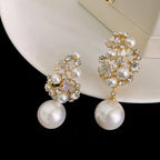 Pearl Drop Earrings Gold - Elegant Dangle Studs for Women