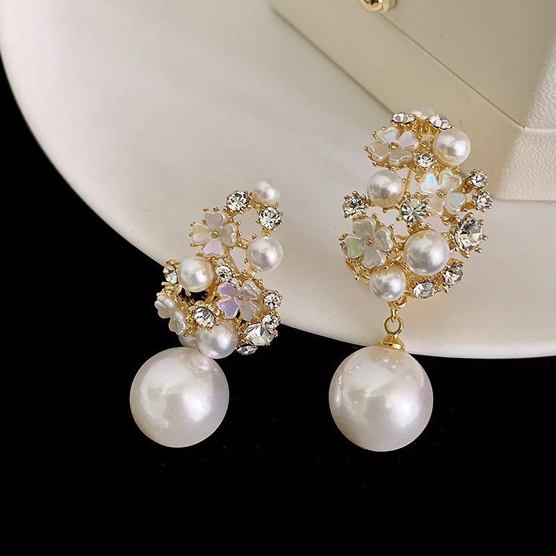 Pearl Drop Earrings Gold - Elegant Dangle Studs for Women