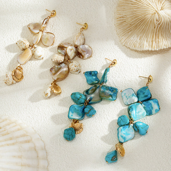 Beach Jewelry Set: Seashell & Starfish Gold Set - UrSuperMart