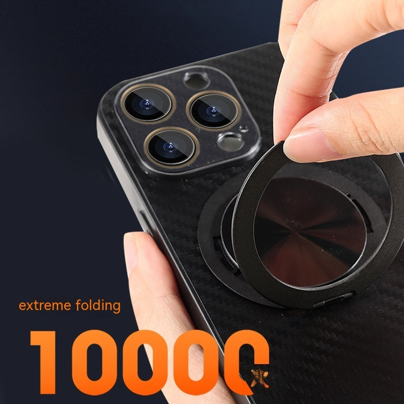 Magnetic Phone Case with 360° Rotating Stand and Carbon Fiber