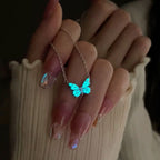 Glow in Dark Jewelry Butterfly Necklace and Bracelet Set
