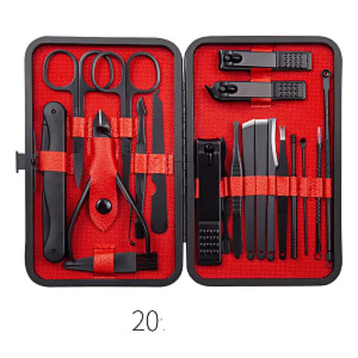 20 piece manicure set in black steel