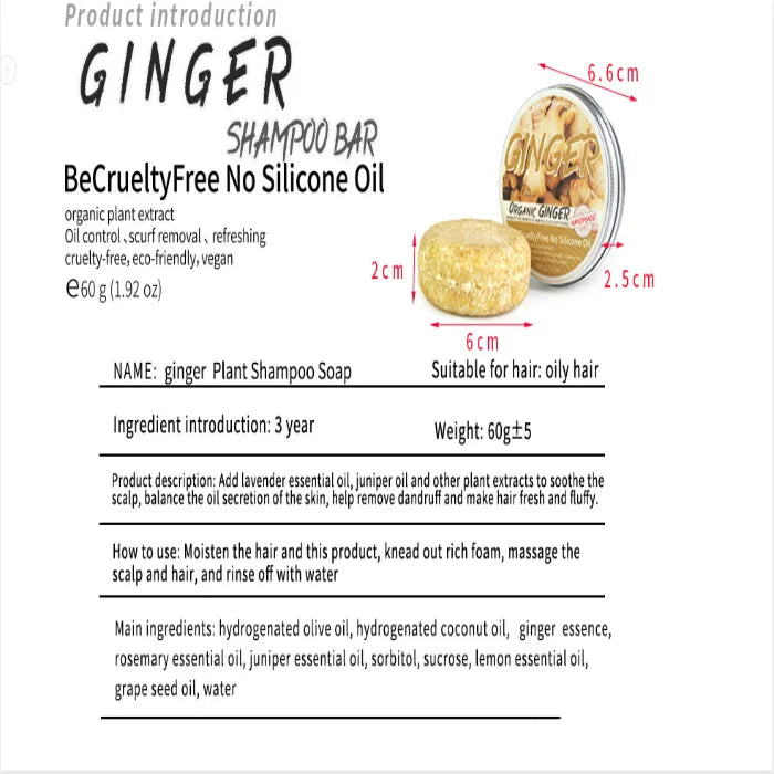 Detailed information on ginger shampoo bar, benefits for oily hair.