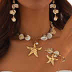 Beach Jewelry Set: Seashell & Starfish Gold Set