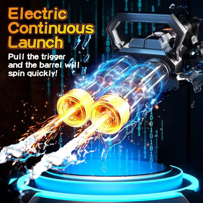 Double Barrel Water Gun firing water with electric visual effects and glowing muzzle burst