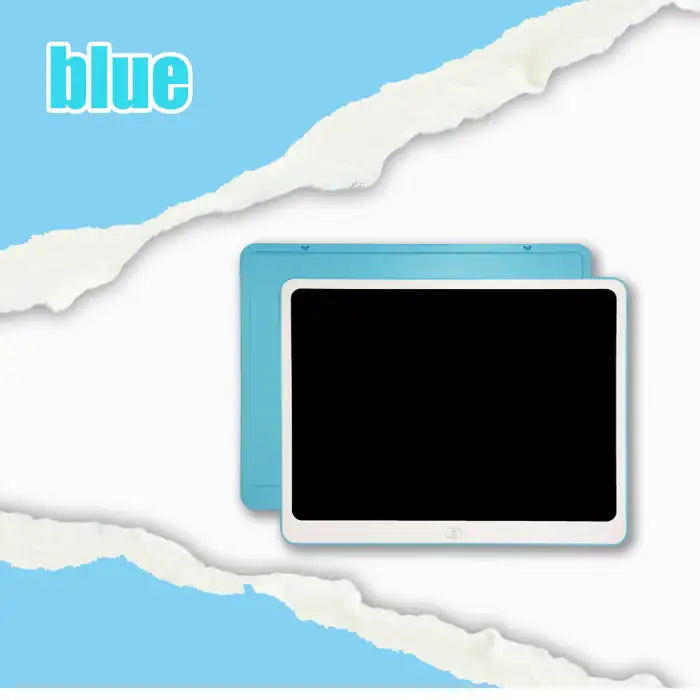 Drawing tablet shown from front and back with blue backing in clean, minimal product view.
