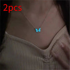 Glow in Dark Jewelry Butterfly Necklace and Bracelet Set