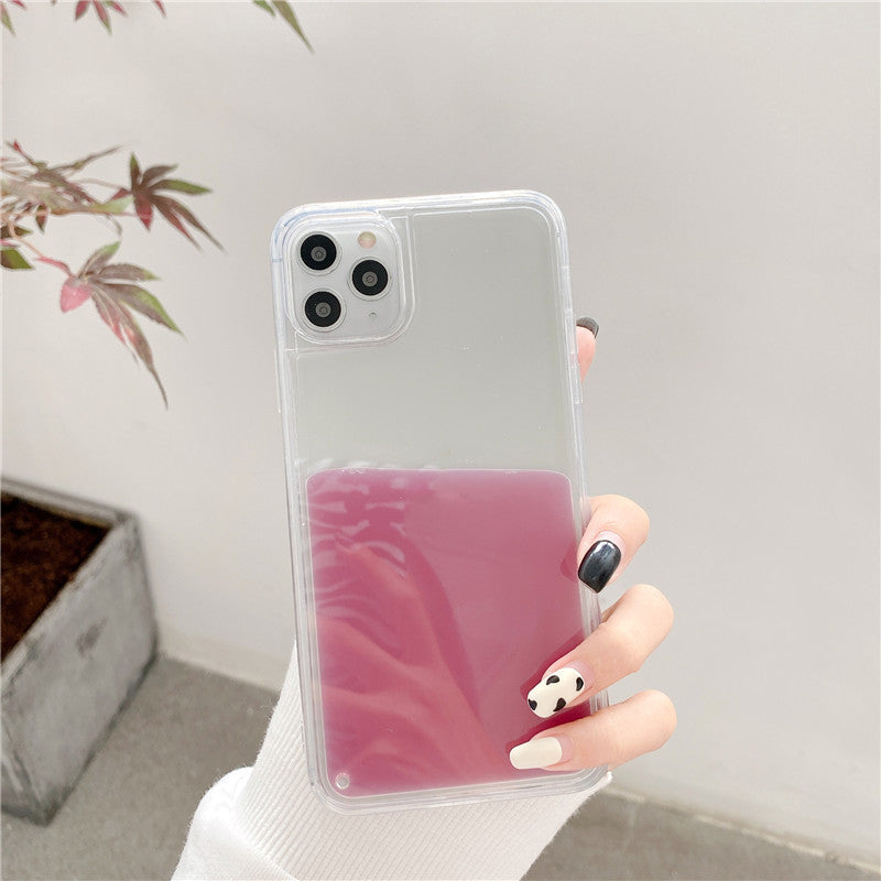 iPhone Case with Pink Liquid Glitter Design