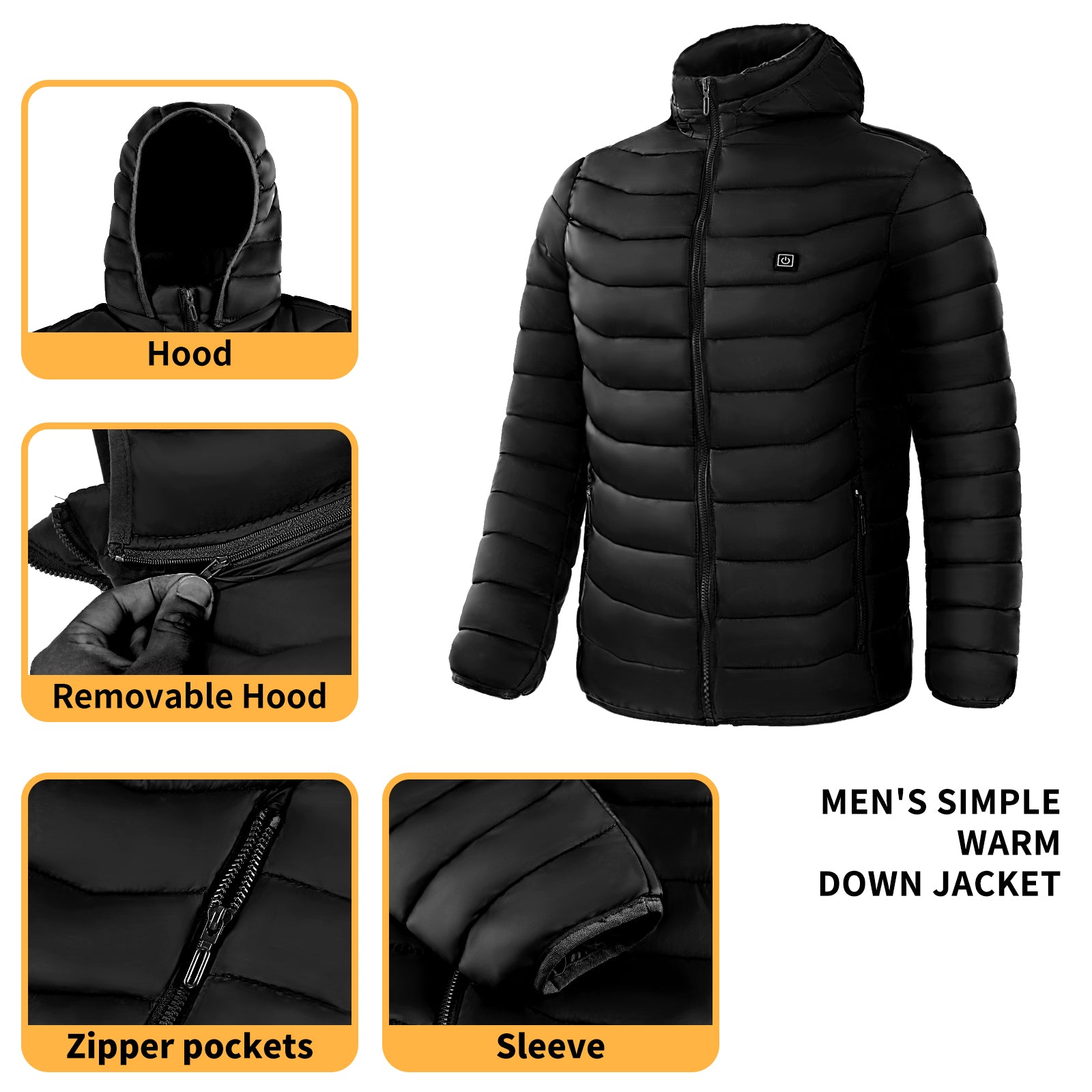 Heated Puffer Jacket for Men Stay Warm Outdoors - UrSuperMart