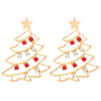 Christmas Tree Earrings Gold Red Green Festive Sparkle