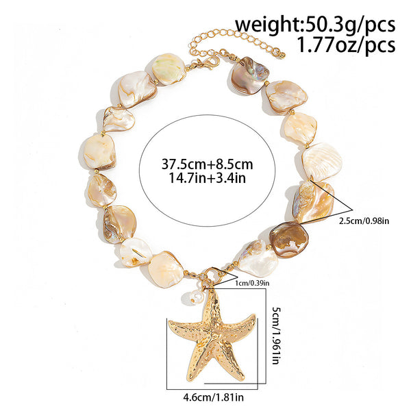 Beach Jewelry Set: Seashell & Starfish Gold Set - UrSuperMart