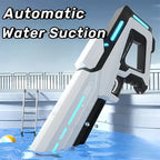 Electric Water Gun in auto water suction mode refilling in a pool beside metal ladder.