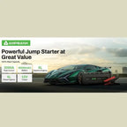 Emergency Starting Power jump starter connected to sports car with 3000A peak current output