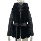 New Style Fur Belt Belt Hooded Zipper Jacket Women's Clothing - UrSuperMart
