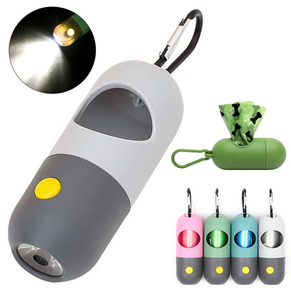 LED Pet Waste Bag Dispenser with Flashlight for Night Walks