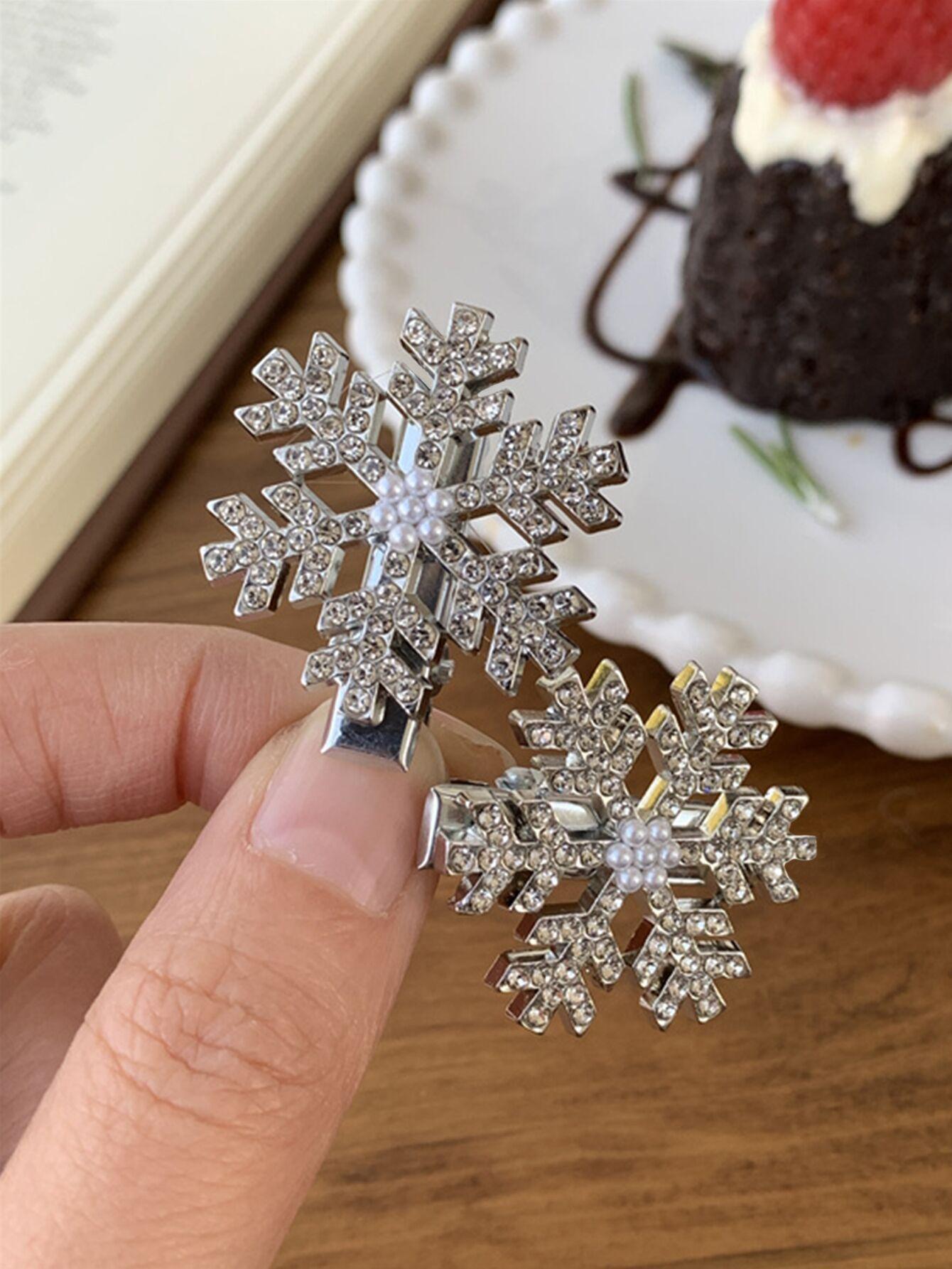 Snowflake Hair Clips Sparkle & Shine for Winter Fun