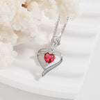 Rose Heart Necklace - Elegant Silver Gemstone Pendant