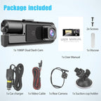 Dual lens dash cam for 1080P HD car safety and parking.