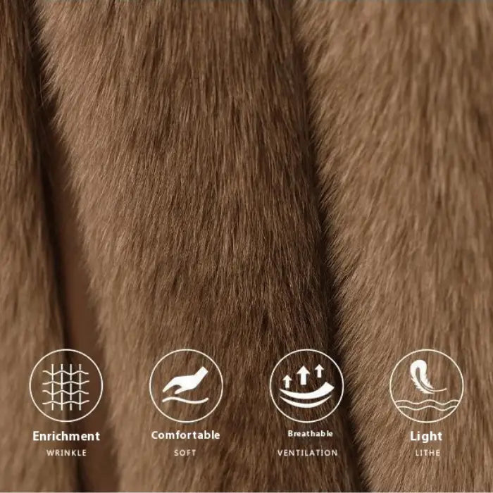 Faux fur vest with collared design shown in brown close-up, highlighting soft breathable texture and lightweight comfortable material