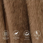 Faux fur vest with collared design shown in brown close-up, highlighting soft breathable texture and lightweight comfortable material