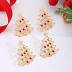 Christmas Tree Earrings Gold Red Green Festive Sparkle