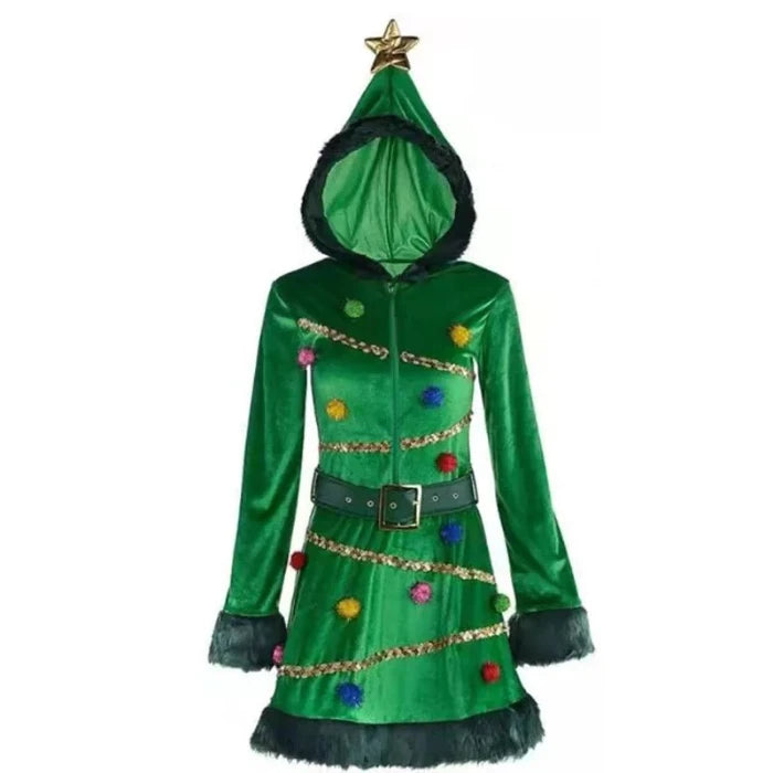 Festive Christmas Tree Dress Costume - Holiday Party Outfit - UrSuperMart