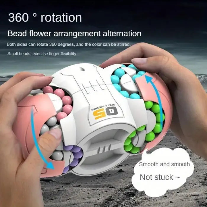 Fidget toy with 360-degree bead rotation, designed for finger flexibility and stress relief.