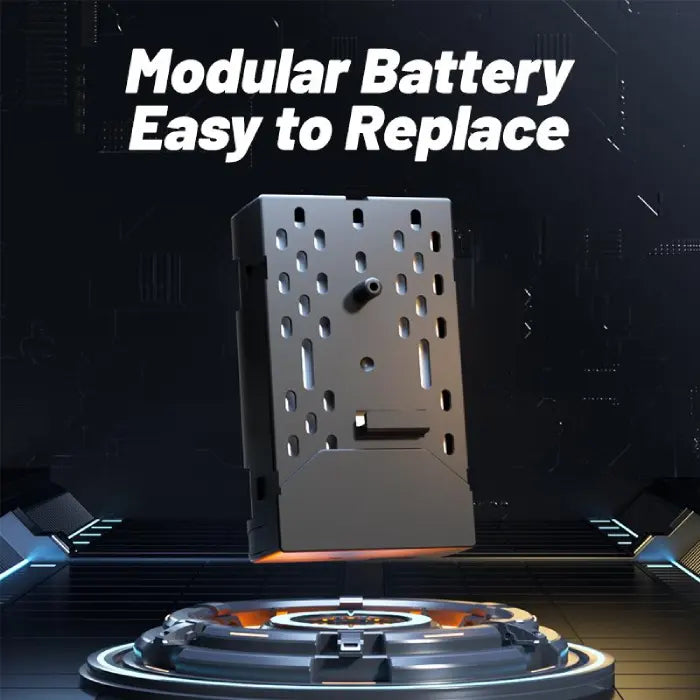 Fighter jet drone modular battery shown, easy to replace, durable design for longer flights and quick turnaround times!