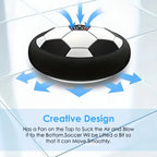 Floating football toy shown in a day and night comparison, highlighting colorful LED lights for enhanced enjoyment.