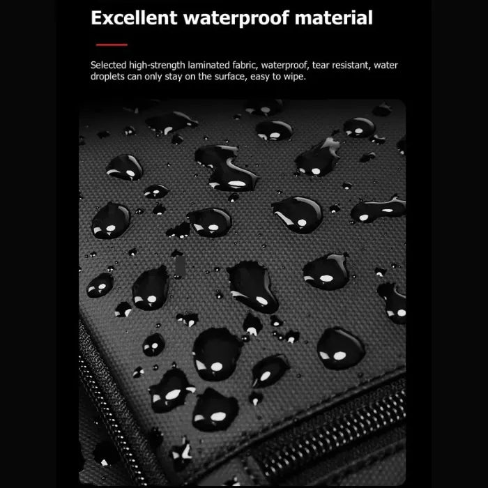 Garment Duffel Bag waterproof fabric shown with droplets on the surface, displaying durable tear-resistant material for reliable travel use