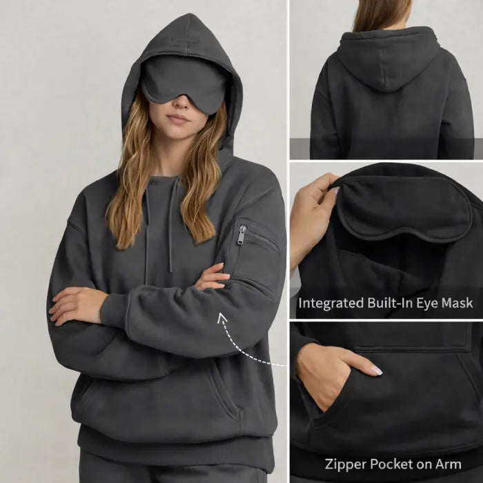 Hoodie with Eye Mask for Undisturbed Rest & Travel Naps