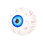 Giant inflatable eye featuring vibrant blue iris and red vein details for Halloween or party decor.