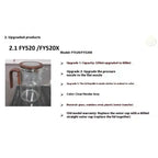  Glass Teapot with One-Click Magnetic Tea Infuser FY520 model upgrades and features listed clearly.