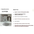  Glass Teapot with One-Click Magnetic Tea Infuser FY720 model upgrades including 800ml slanted body.