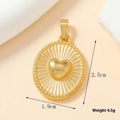 Gold heart-shaped design pendant with circular frame, lightweight and perfect for romantic gifts.