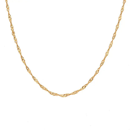 Isolated view of a gold rope chain necklace, ideal for timeless and elegant jewelry collections.