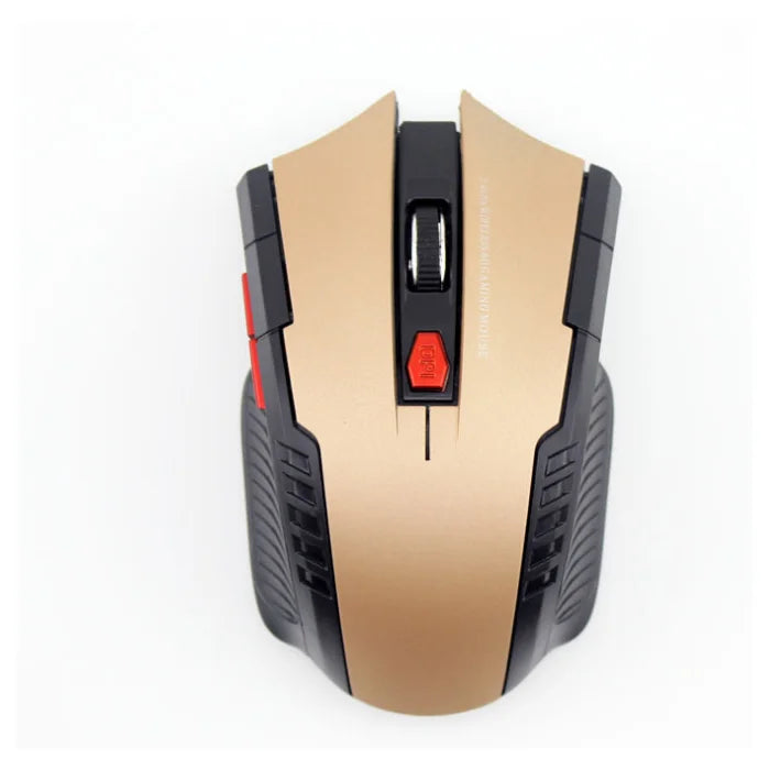 golden 2.4g wireless mouse with red buttons