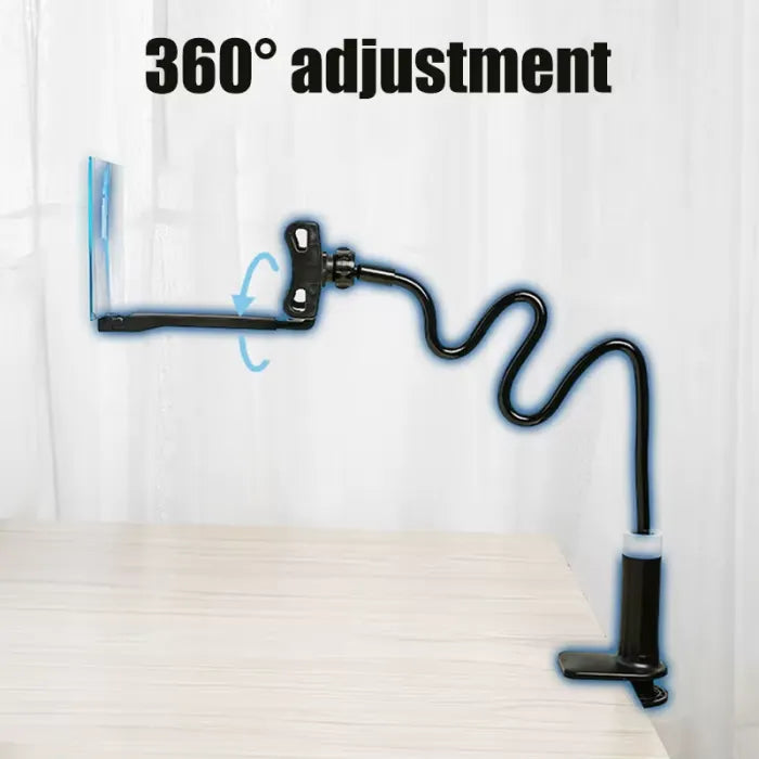 gooseneck phone screen magnifier stand with 360 degree flexible arm showing full rotation and height adjustment for comfortable viewing