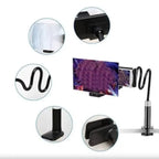 gooseneck phone screen magnifier stand showing flexible arm HD lens and stable clamp for comfortable enlarged phone viewing