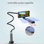 gooseneck phone screen magnifier stand showing removable HD magnifier with 45 degree flip design and flexible adjustable arm