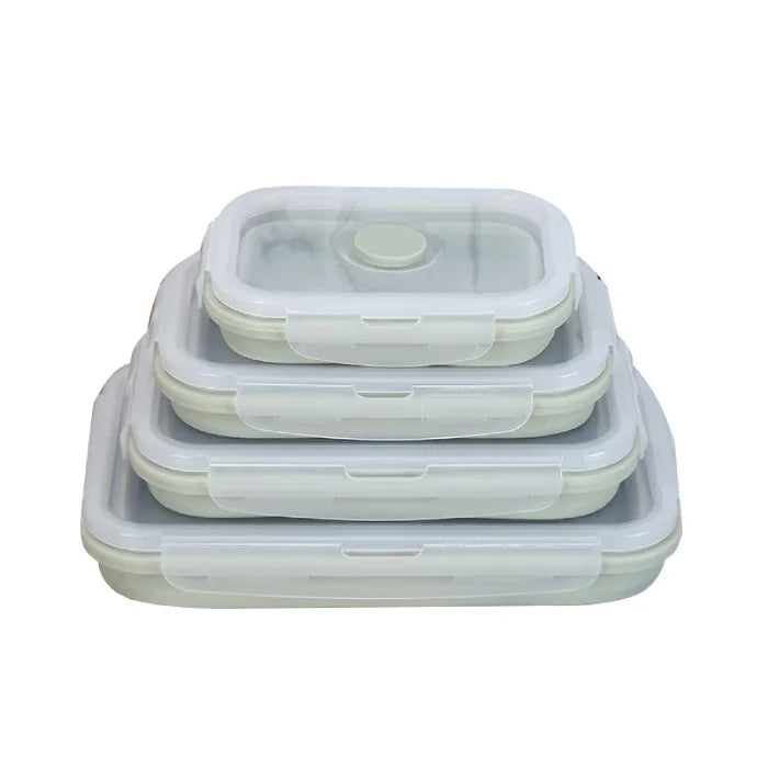 green rectangular expandable microwave safe food containers, space savers with lids