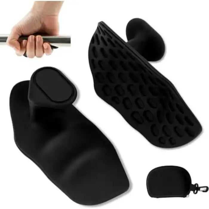  Grip Strengthener black set with hand gripping bar, textured palm protector, and carry pouch