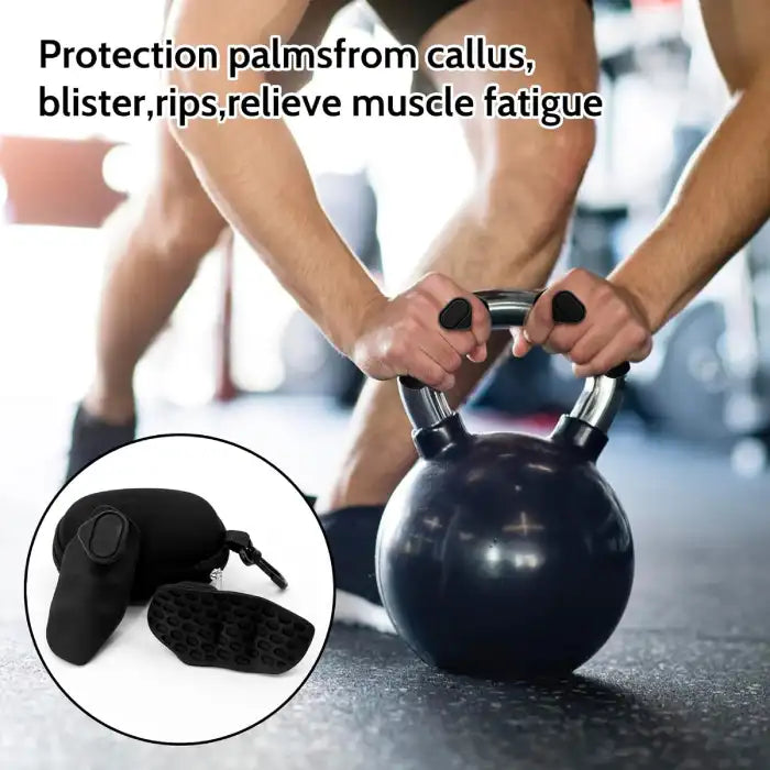 Grip Strengthener on fingers during kettlebell lift, protects palms from calluses and fatigue.