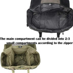 Gym duffel bag with interior zipper dividers creating 2–3 adjustable compartments
