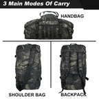 Gym duffel bag with three carry styles—handbag, shoulder strap, and backpack mode