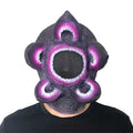 Halloween Alien Mask with textured purple skin and multiple open mouths on the front.