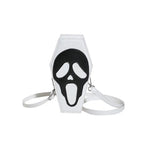Halloween Coffin-shape Shoulder Bag in white with black scream face and white shoulder strap