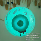 Halloween yard inflatables green eyeball with blood detail, glowing effect for creepy garden accents