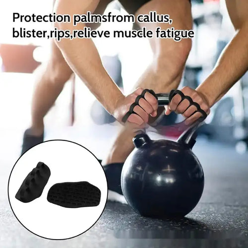Hand grip strengthener for kettlebell lifting, protects palms and reduces fatigue during training.